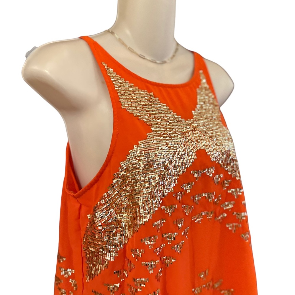 MARCIANO Orange Sequin Tank Top Blouse Tunic‎ - Picture 6 of 14